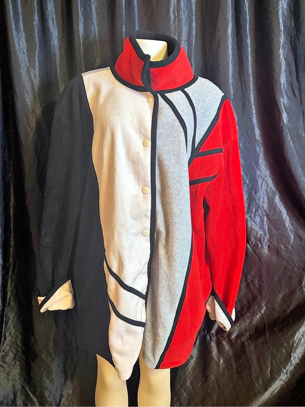 Susan Graver Style Color Block Jacket Red Gray Size 2X Like New